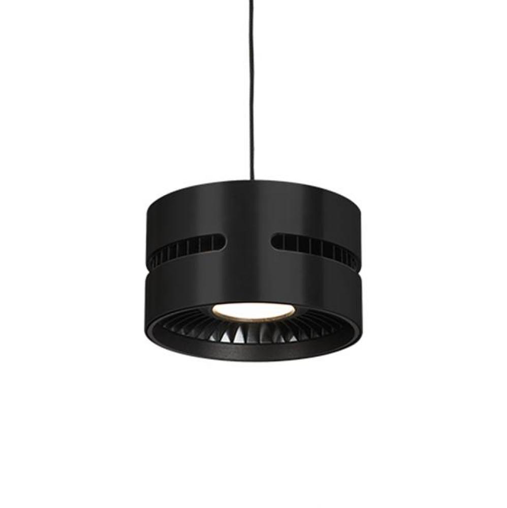 Single Led Pendant With Heavy Gauged Cast Aluminum Outer Casting, Visible Black Heatsink From Two