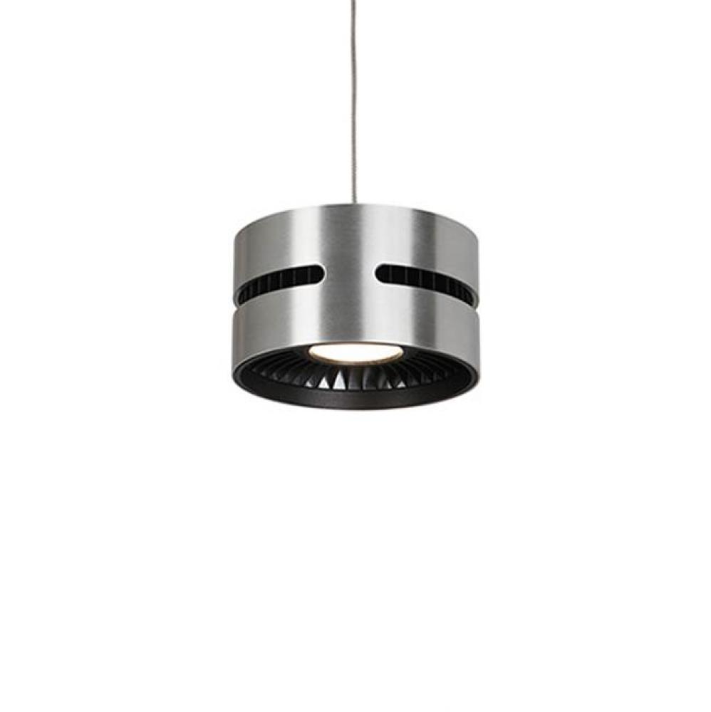 Single Led Pendant With Heavy Gauged Cast Aluminum Outer Casting, Visible Black Heatsink From Two