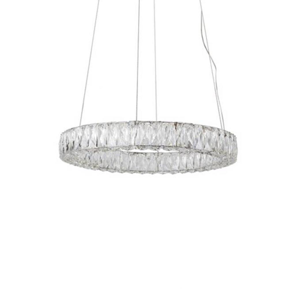 Single Ring Led Pendant, With Exquisite Diamond Cut Clear Crystals Which Reflects The Light