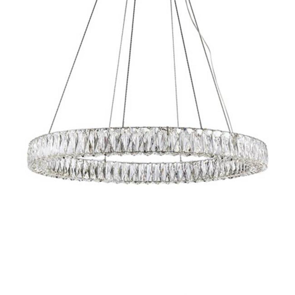 Single Ring Led Pendant, With Exquisite Diamond Cut Clear Crystals Which Reflects The Light