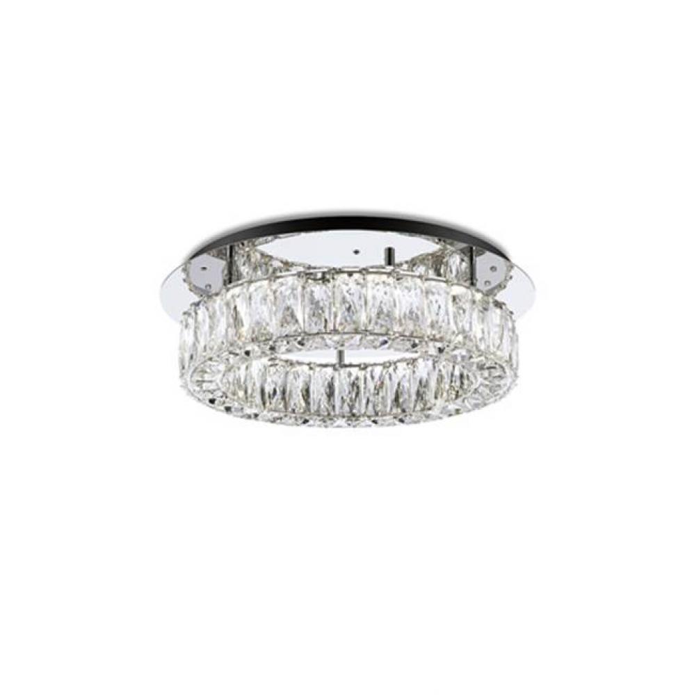 Single Ring Led Semi-Flush Mount, With Exquisite Diamond Cut Clear Crystals Which Reflects The