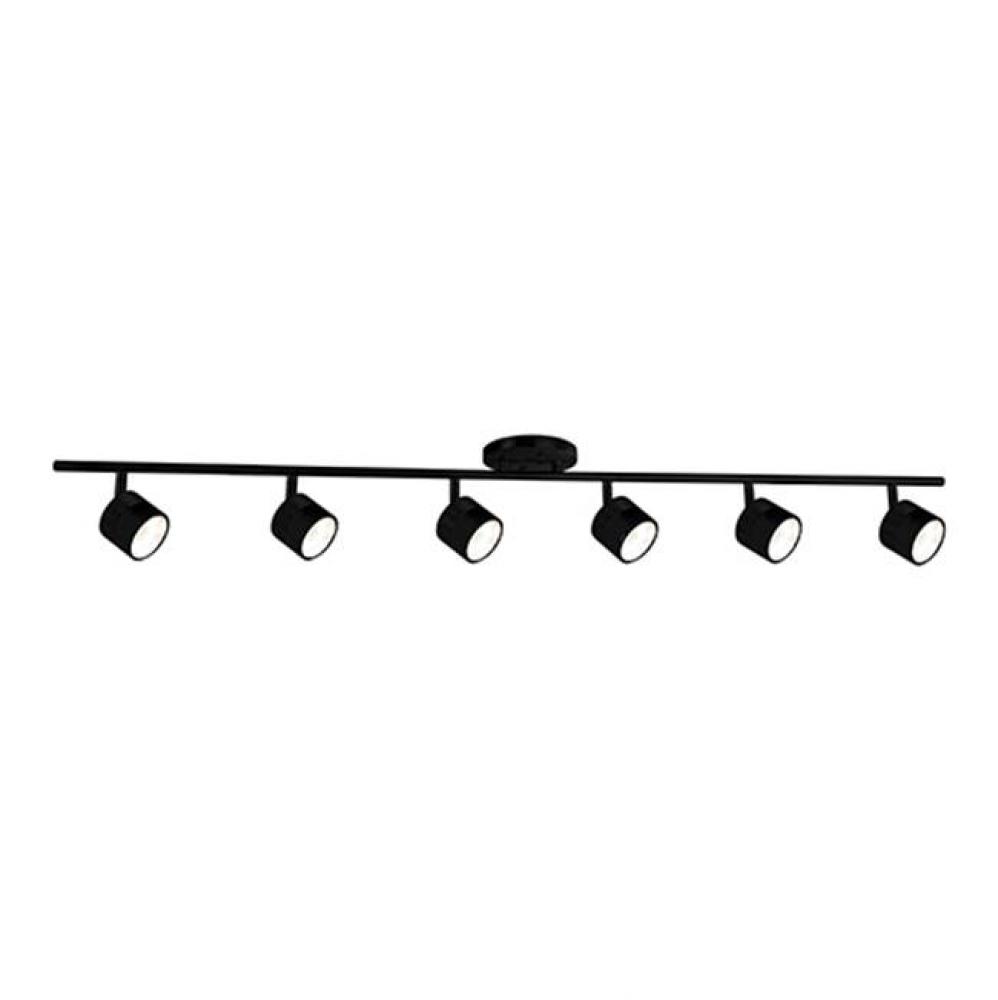 Modern Led Fixed Track Fixture With Five Die Cast Aluminum Heads And Frosted Glass Diffusers.