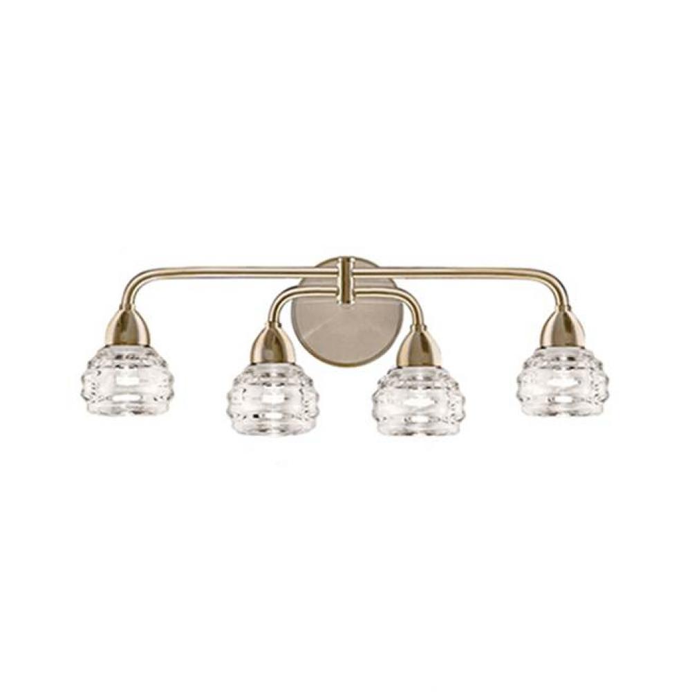 Classic But Modern Led Four Light Vanity, Spaced Across A Sleekly Designed Horizontal Curved Rods