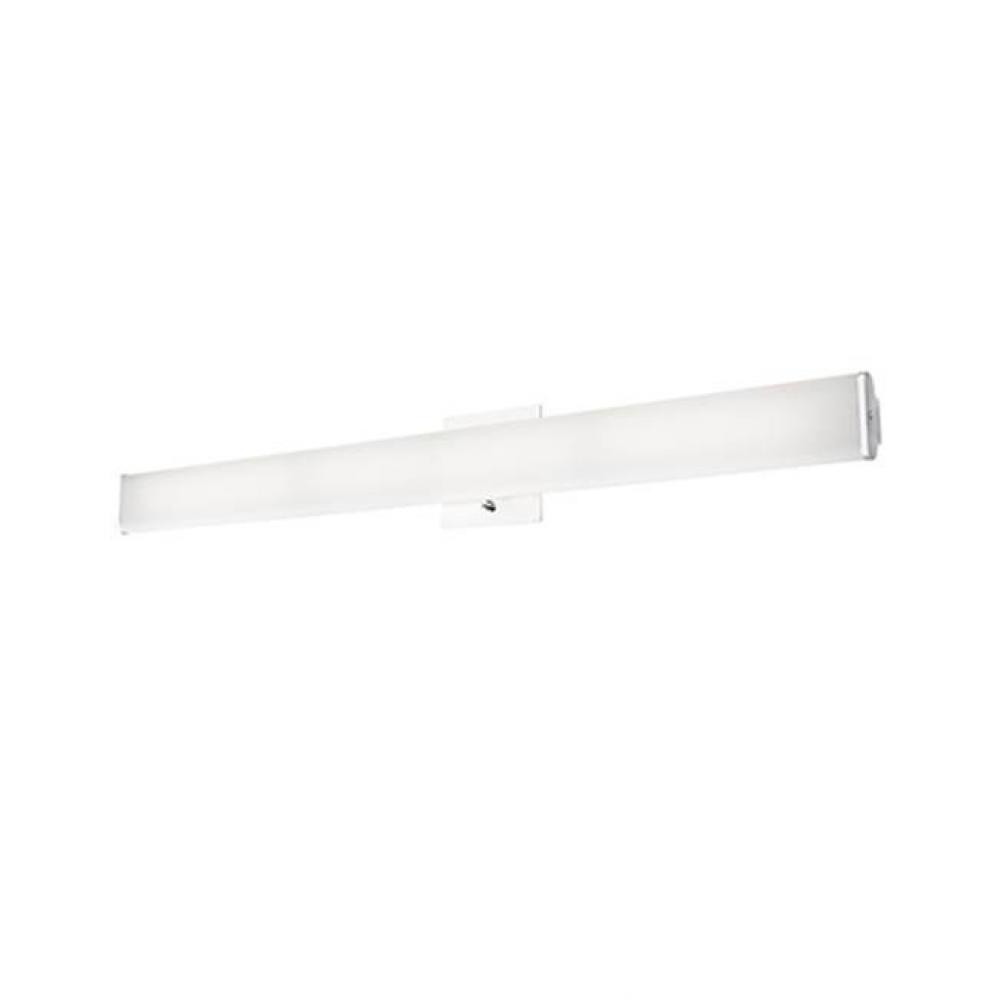 Simplistic Modern Led With Rectangular Shaped White Acrylic Finished With Chrome End Caps And