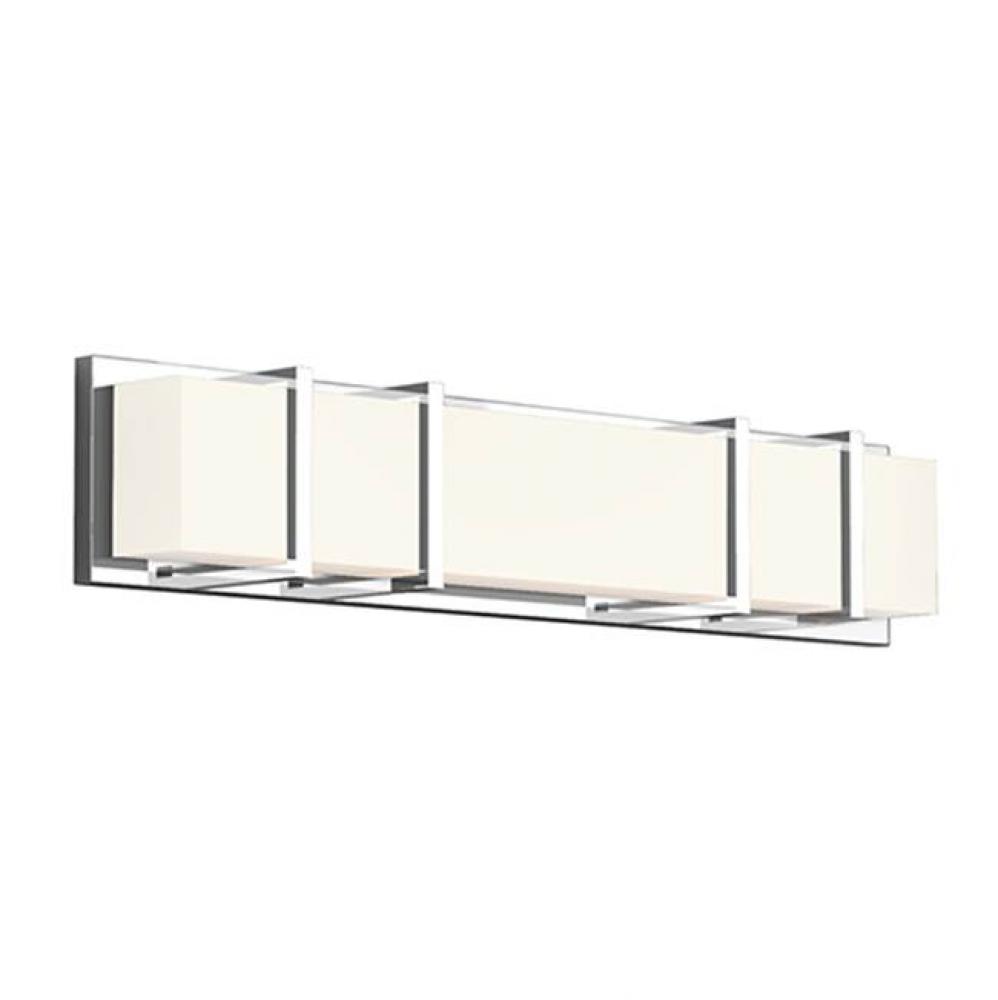 Electroplated Orthogonal Steel Structure And Details. Rectangular Opal Acrylic Diffuser. Up And