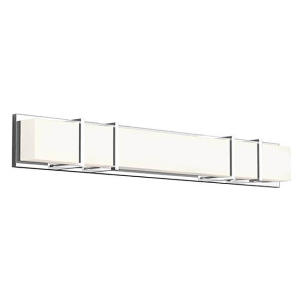 Electroplated Orthogonal Steel Structure And Details. Rectangular Opal Acrylic Diffuser. Up And