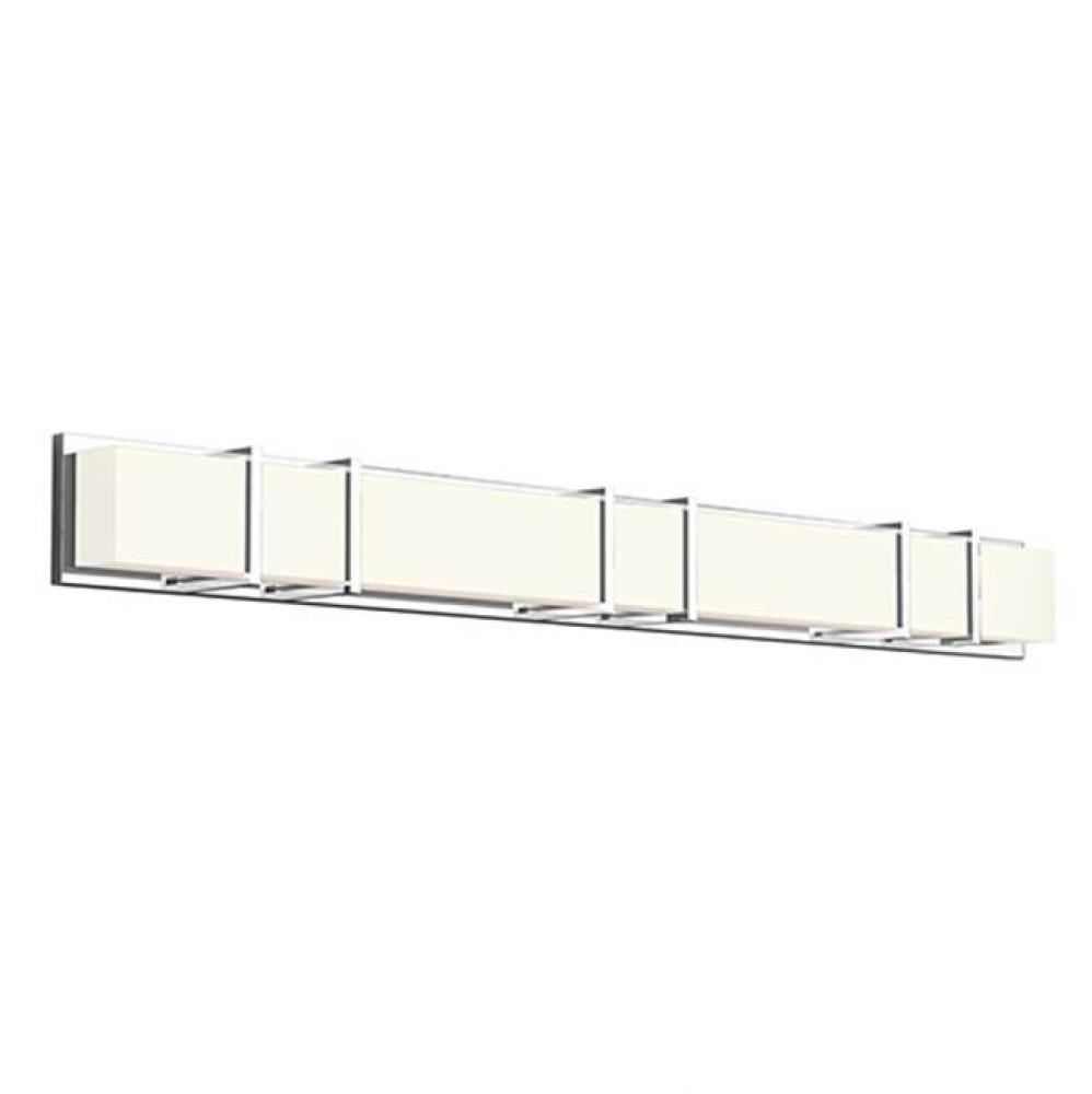 Electroplated Orthogonal Steel Structure And Details. Rectangular Opal Acrylic Diffuser. Up And