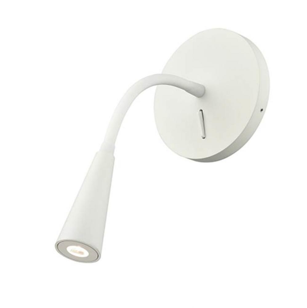 Die-Cast Aluminum Lamp Head With Flexible Rubberized Stem. Circular Wall Mount Attachment. Finely