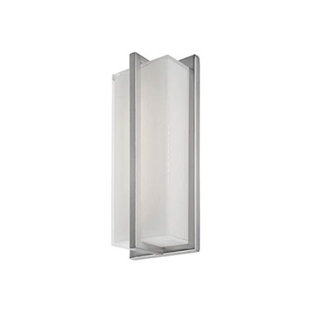 Elegant Led Vanity With Rectangular Frosted Glass With Fine Clear Edges; Brushed Nickel Or