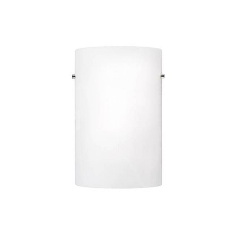 Single Led Wall Sconce With Half Cylinder Shaped White Opal Glass. Metal Details In Brushed