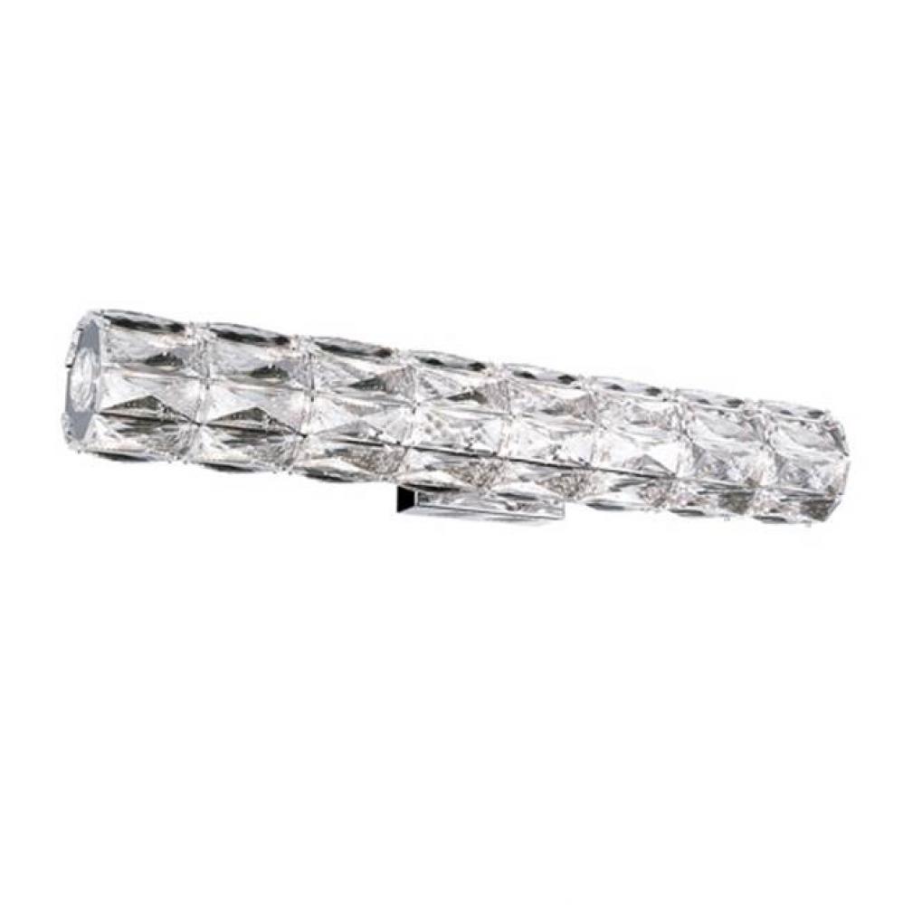 Cylinder Shaped Led Wall Sconce, With Exquisite Diamond Cut Clear Crystals Which Reflects The