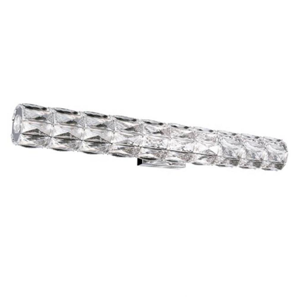 Cylinder Shaped Led Wall Sconce, With Exquisite Diamond Cut Clear Crystals Which Reflects The
