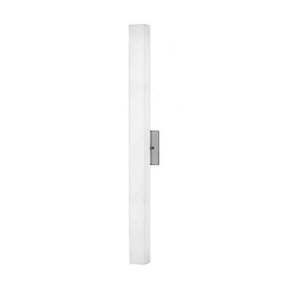 Single Led Wall Sconce With Rectangular Shaped White Opal Glass. Metal Details In Brushed Nickel