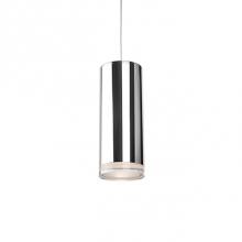 Kuzco 401431CH-LED - Single Led Cylinder Shaped Pendant With Clear Crystal Disc. Metal Details In Chrome