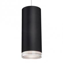 Kuzco 401432BK-LED - Single Led Cylinder Shaped Pendant With Clear Crystal Disc. Metal Details In Chrome