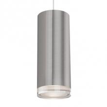 Kuzco 401432BN-LED - Single Led Cylinder Shaped Pendant With Clear Crystal Disc. Metal Details In Chrome