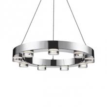Kuzco 401441CH-LED - Nine Lamp Led Ring Shaped Elegant Pendant With Clear Crystal Discs. Metal Details In Chrome