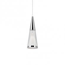 Kuzco 402401CH-LED - Single Led Lamp Pendant, Unique Conical Shape With Chrome Tip, Clear With Internal Frosted