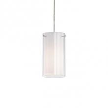Kuzco 41311W - Single Lamp Pendant With White Opal Cylinder Glass Enclosed In Clear Cylinder