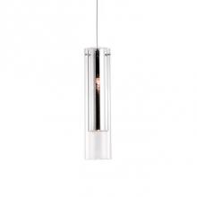Kuzco 41911M - Single Lamp Pendant With Clear Cylinder Glass And Mirrored Inner Cylinder Glass. Chrome Metal