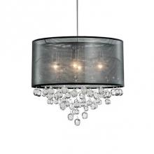 Kuzco 42154B - Four Lamp Pendant With Textured Black Organza Shade And Drops Of Clear Crystal Balls With Bubbles