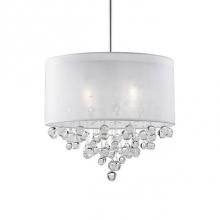 Kuzco 42154W - Four Lamp Pendant With Textured White Organza Shade And Drops Of Clear Crystal Balls With Bubbles