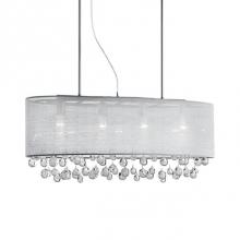 Kuzco 42156 - Six Lamp Pendant With Textured Silver Silk Shade And Drops Of Clear Crystal Balls With Bubbles