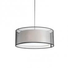 Kuzco 42332B - Two Lamp Pendant With White Black Round Transparent Shade And Linen Interior White