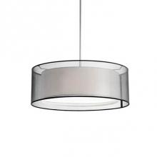 Kuzco 42333B - Three Lamp Pendant With White Black Round Transparent Shade And Linen Interior White