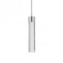 Kuzco 440011CH-LED - Single Lamp Led Pendant With Fine Cut Encased Bubble Crystal Cylinder. Chrome Metal Details, And