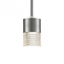 Kuzco 443001BN-LED - Single Lamp Led Pendant With Frosted Striped Crystal. Metal Details In Brushed Nickel