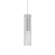 Kuzco 443011CH-LED - Single Lamp Led Pendant With Frosted Striped Glass. Metal Details In Chrome