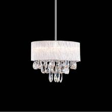 Kuzco 444006 - Six Lamp Clear Ribbed Glass Rod Shade Pendant With Clear Hanging Crystals. Metal Details In