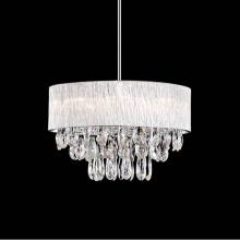 Kuzco 444008 - Eight Lamp Clear Ribbed Glass Rod Shade Pendant With Clear Hanging Crystals. Metal Details In