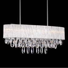 Kuzco 444010 - Ten Lamp Clear Ribbed Glass Rod Shade Pendant With Clear Hanging Crystals. Metal Details In