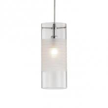 Kuzco 459201CBN - Single Lamp Pendant With Clear Frosted Detailed Transparent Glass. Metal Details In Brushed