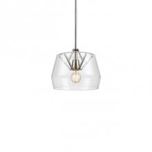 Kuzco 461412-CL/BN - Single Lamp Pendant With Revolved Glass Shade Rest Atop A Visible Metal Inner Structure.