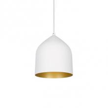 Kuzco 49108-WH/GD - Single Lamp Pendant With Spun Aluminum Shade Showcasing Power-Coated Finishes In Contrasing Hues.