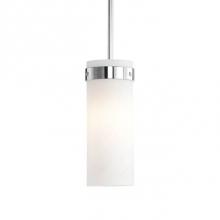 Kuzco 498011CH - Single Lamp Pendant With White Cylinder Opal Glass. Chrome Metal