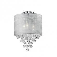 Kuzco 52152 - Two Lamp Ceiling Fixture With Textured Silver Silk Shade And Drops Of Clear Crystal Balls With