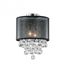 Kuzco 52152B - Two Lamp Ceiling Fixture  With Textured Black Organza Shade And Drops Of Clear Crystal Balls With