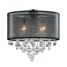 Kuzco 52154B - Four Lamp Ceiling Fixture  With Textured Black Organza Shade And Drops Of Clear Crystal Balls