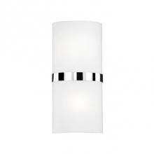 Kuzco 603402 - Two Lamp Wall Sconce With White Opal Glass And A Chrome Band Detail. Can Be Mounted Horizontal Or