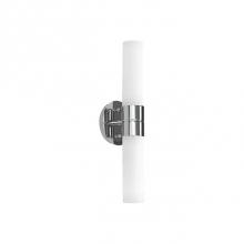 Kuzco 60882CH - Two Lamp Wall Sconce With White Opal Cylinder Shaped Glass Shade. Can Be Mounted Upward Or