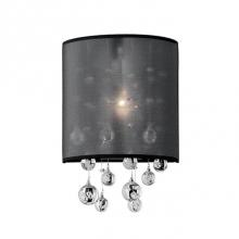 Kuzco 621521B - Single Lamp Wall Sconce With Black Organza Shade And Drops Of Clear Crystal Balls Encased