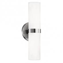 Kuzco 698012BN - Two Lamp Wall Sconce With Cylinder White Opal White Glass And Brushed Nickel Metal