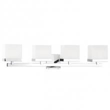 Kuzco 701104 - Four Lamp Vanity With White Opal Square Glass. Metal Details In Chrome