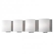 Kuzco 70234BN - Four Lamp Vanity With White Opal Cylinder Glass And Brushed Nickel Metal