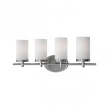 Kuzco 70274BN - Four Lamp Vanity With White Opal Cylinder Glass And Brushed Nickel Metal