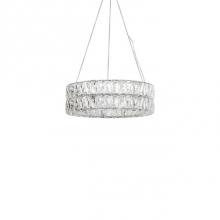 Kuzco CH78220 (4000K) - Aircraft Cable Suspended Pendant With A Double Circular Ring Of Diamond Cut Clear Crystal Glass